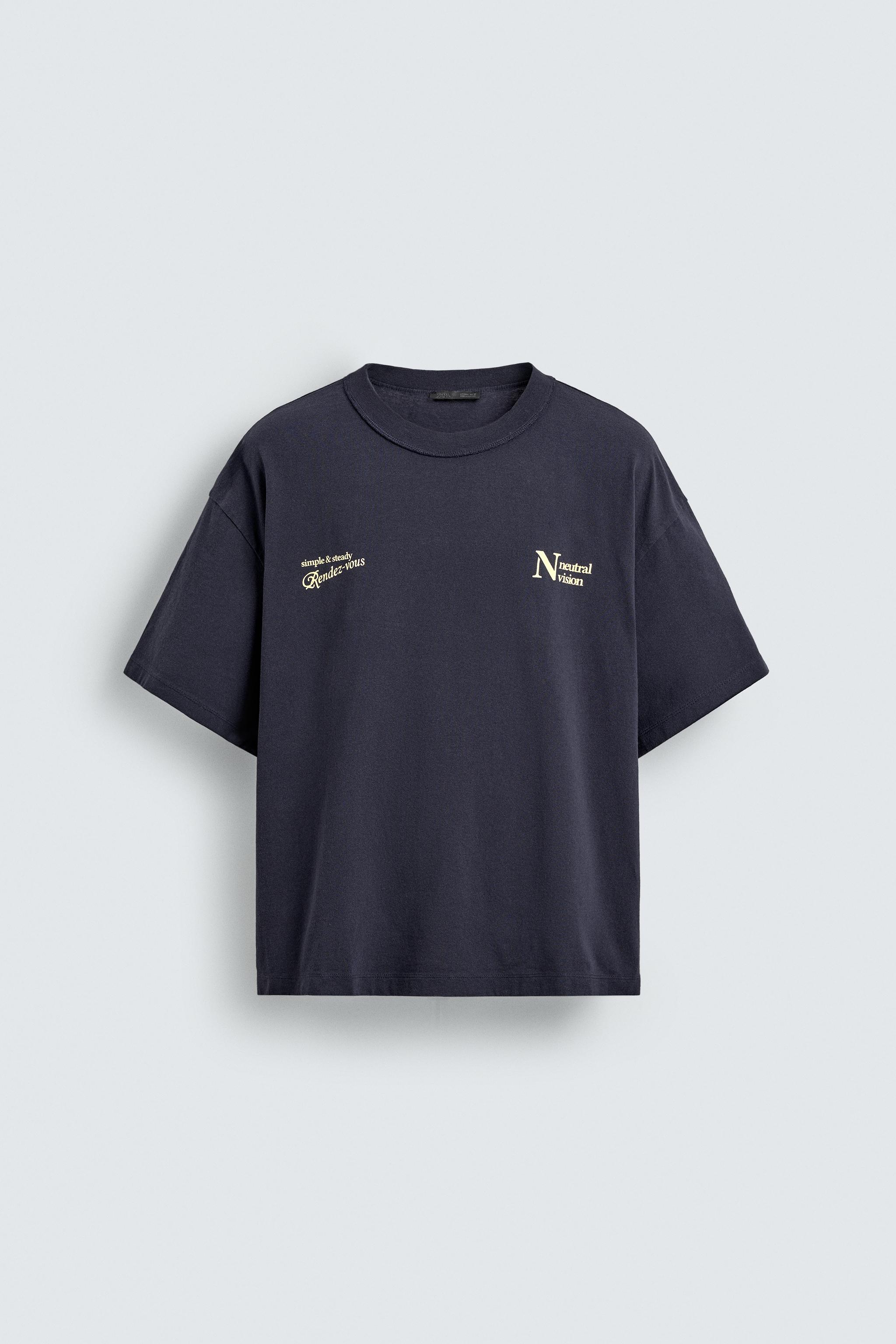 CONTRASTING TEXT PRINT T-SHIRT